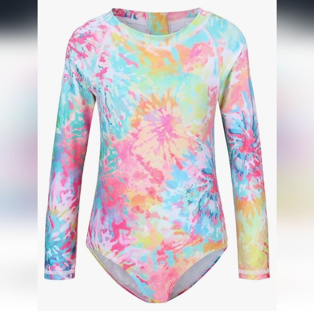 NWT ZESTONIE Knotted Dyed "Tye Dyed" Longsleeved Swimwear For Girls Size 13-14
